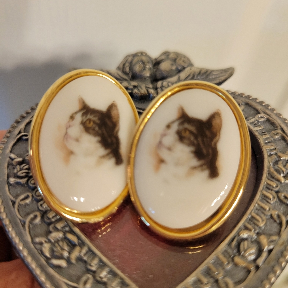 Cute Cat Earrings ~ Crafts ~ Assemblage ~ Repurpose ~ Pierced - No Backs - Picture 5 of 16